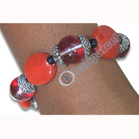 Bracelet, Handmade From Glassbead And Resin.