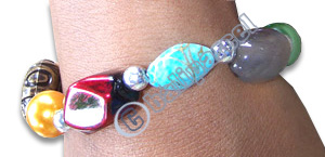 Bracelet, Handmade From Glassbead And Resin.