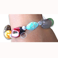 Bracelet, Handmade From Glassbead And Resin.