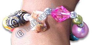 Bracelet, Handmade From Glassbead And Resin.