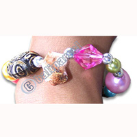 Bracelet, Handmade From Glassbead And Resin.