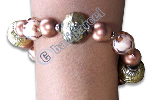 Bracelet, Handmade From Glassbead And Resin.