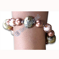 Bracelet, Handmade From Glassbead And Resin.