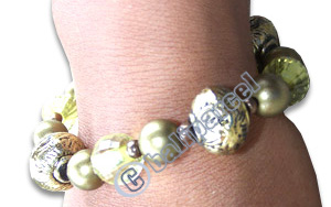 Bracelet, Handmade From Glassbead And Resin.