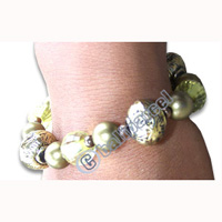 Bracelet, Handmade From Glassbead And Resin.