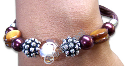 Bracelet, Handmade From Glassbead And Resin.