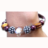 Bracelet, Handmade From Glassbead And Resin.
