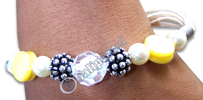 Bracelet, Handmade From Glassbead And Resin.