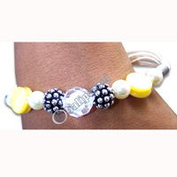 Bracelet, Handmade From Glassbead And Resin.