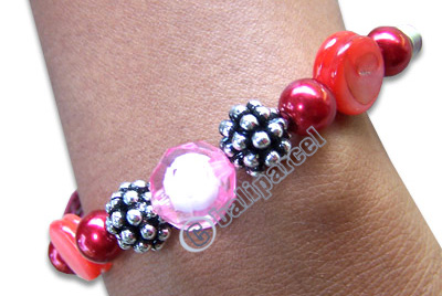 Bracelet, Handmade From Glassbead And Resin.