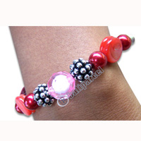 Bracelet, Handmade From Glassbead And Resin.
