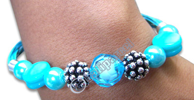 Bracelet, Handmade From Glassbead And Resin.