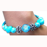 Bracelet, Handmade From Glassbead And Resin.