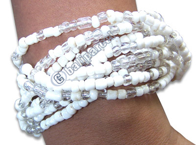Bracelet, Handmade From Glassbead And Sono Wood.