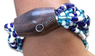 Bracelet, Handmade From Glassbead And Sono Wood.