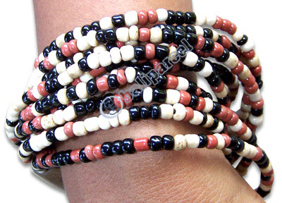 Bracelet, Handmade From Glassbead And Sono Wood.