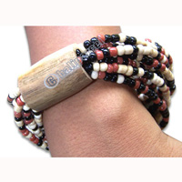 Bracelet, Handmade From Glassbead And Sono Wood.