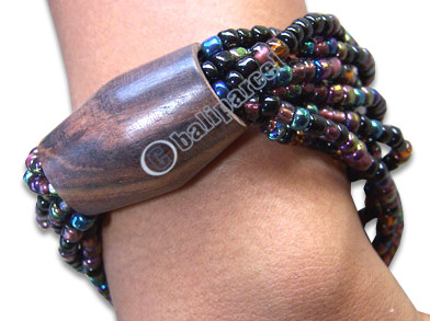 Bracelet, Handmade From Glassbead And Sono Wood.