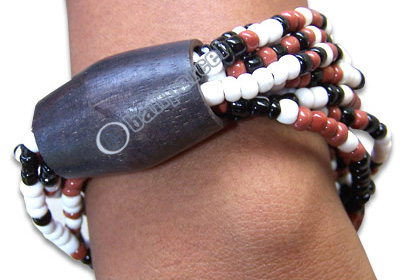 Bracelet, Handmade From Glassbead And Sono Wood.