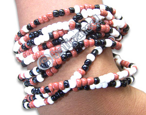 Bracelet, Handmade From Glassbead And Sono Wood.