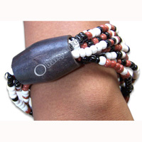 Bracelet, Handmade From Glassbead And Sono Wood.