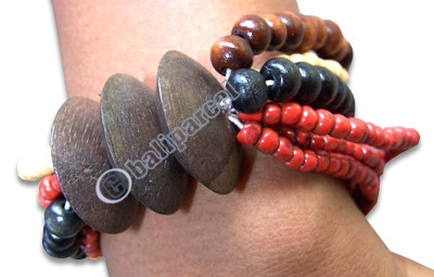 Bracelet, Handmade From Glassbead And Sono Wood.