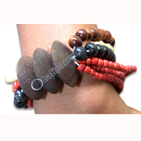 Bracelet, Handmade From Glassbead And Sono Wood.