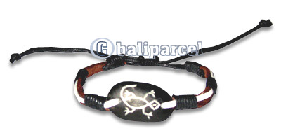 Bracelets, Handmade From Cotton String With Bone.