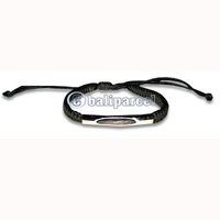 Bracelets, Handmade From Cotton String With Leather.
