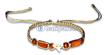 Bracelets, Handmade From Cotton String With Bone.