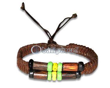 Bracelets, Handmade From Cotton String With Bamboo And Glassbead
