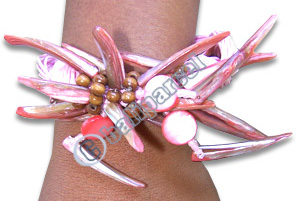 Bracelet, Handmade From Shell, Glassbead And Resin.