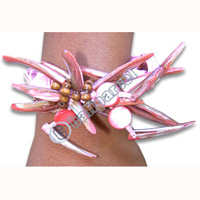 Bracelet, Handmade From Shell, Glassbead And Resin.