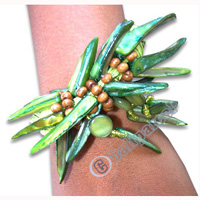 Bracelet, Handmade From Shell, Glassbead And Resin.