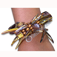 Bracelet, Handmade From Shell, Glassbead And Resin.