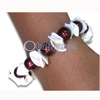 Bracelet, Handmade From Glassbead And Shell.