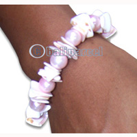 Bracelet, Handmade From Glassbead And Shell.