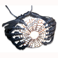 Bracelet, Handmade From Cotton String And Shell Inlaid With Shiva Eye