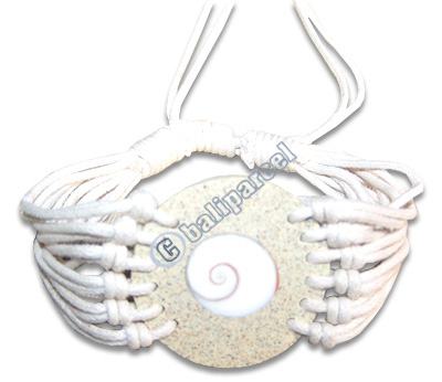 Bracelet, Handmade From Cotton String And Shell Inlaid With Shiva Eye