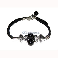 Bracelet, Handmade From Cotton String And Glasbead.