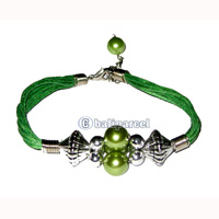 Bracelet, Handmade From Cotton String And Glasbead.