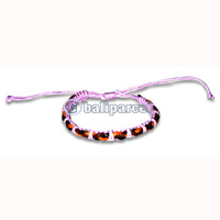 Bracelet, Handmade From Cotton String And Leather 