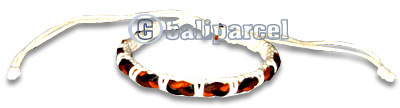 Bracelet, Handmade From Cotton String And Leather 