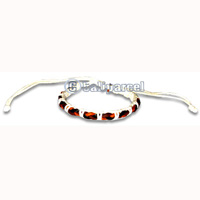 Bracelet, Handmade From Cotton String And Leather 