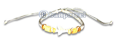 Bracelet, Handmade From Cotton String And Leather 