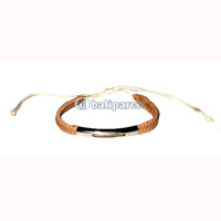 Bracelet, Handmade From Cotton String And Leather 