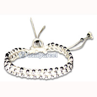 Bracelet, Handmade From Cotton String And Glasbead.