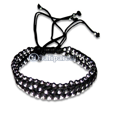 Bracelet, Handmade From Cotton String And Glasbead.