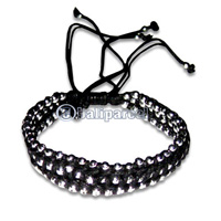 Bracelet, Handmade From Cotton String And Glasbead.