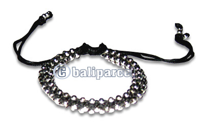 Bracelet, Handmade From Cotton String And Glasbead.